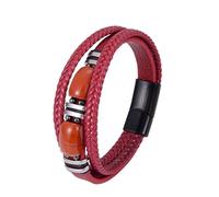 Mens Leather Bracelets,Multi-Layer Braided Leather Bracelet Natural Stone Leather Bracelet With Magnetic Clasp Viking Rope Bands Surfer Man Wristband Valentines Gift For Dad Boyfriend Husban