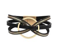 Mens Leather Bracelets, Multi-Layer Leather Wrap Bracelet Circle Woven Wristband With Magnetic Clasp Handmade Charming Jewelry Gift For Women Teen Girls Black