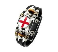 Mens Leather Bracelets, National Flag Leather Bracelet Adjustable Multi-Layer Braided Football Cuff Bangle With Snap Buttons Vintage Handmade Jewelry Gift For Women Men England