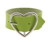 Mens Leather Bracelets,Punk Rock Studded Bracelets For Men Women Adjustable Heart Leather Cuff Bangle Handmade Friendship Jewelry Gift For Night Club Party Green