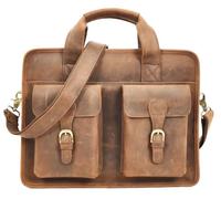 Men's Leather Briefcase Business Work Bag with Multiple Pockets Office Messenger Thorne (Tan)
