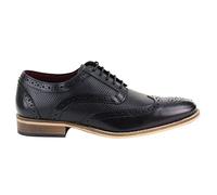 Mens Leather Brogue Shoes Oxford Laced 1920s Gatsby Brown Black - Black 11