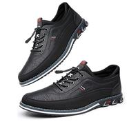 Men's Leather Casual Oxford Shoes Moccasin Driving Office Walking Loafers Lace Up Slip-On Business Black 12.5