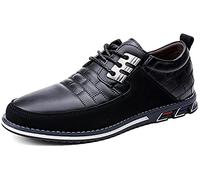 Men's Leather Casual Shoes Driving Office Walking Loafers Lace Up Slip-On Business Oxford Shoes Moccasin Breathable Luxury Classic（Black,12.5 UK