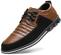 Men's Leather Casual Shoes Driving Office Walking Loafers Lace Up Slip-On Business Oxford Shoes Moccasin Breathable Luxury Classic（Brown,6.5 UK