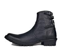 Men's Leather Chukka Western Cowboy Boots Buckle Side Zip Casual Punk Classic Boots,Black,11