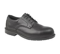 Mens Leather Composite Non Metal Grafters UNIFORM Work Shoes - Black Smooth Leather, Mens UK 11 / EU 45