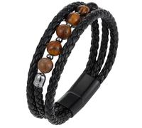 Mens Leather Cross Bracelet,Fashion Punk Braided Men&Women Rope Bra/celet,Leather Wristbands for Men,Mens Cr/ystal Brace/let Tiger Eye Stone Beaded Protection Brac/elets Gifts for Boyfriend(Eye)