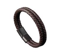 Men's Leather Cuff, Color Braided Wristband | BUSINESS CASUAL: double braided cuff, black or brown, matte clasp, easy wear, no style worry for gifting.