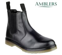 Mens Leather Dealer Boots Amblers Hard Wearing Twin Gusset Pull On Work Boot