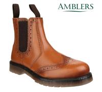 Mens Leather Dealer Boots Amblers Hard Wearing Twin Gusset Pull On Work Boot
