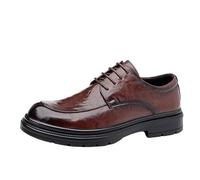Mens Leather Dress Shoes Big and Tall British Style Business Formal Wedding Groom Shoes for Extended Sizes(Brown,10.5)