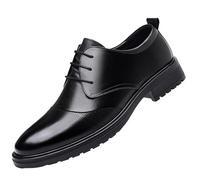 Mens Leather Dress Shoes Lace Up Pointed Toe Soft Sole Business Footwear Casual Formal Slip On for Office Commute Wedding(Negro,5 UK)