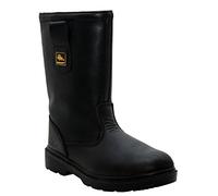 Mens Leather Fur Lined Mid Calf Steel Toe Cap Slip On Safety Industrial Work Rigger Boots Shoes UK Sizes 7-13 (UK 8, Black)