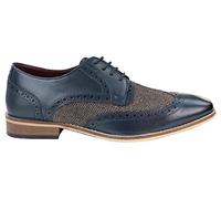 Mens Leather Gatsby Brogues Tweed Lace Shoes 1920s Classic - Navy 12