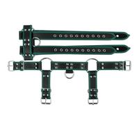 Men's Leather Harness Adjustable Shoulder Straps Male Half Harness Body Chest Belt Interest Buckles Costume Clubwear(Black-Green)