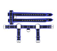 Men's Leather Harness Adjustable Shoulder Straps Male Half Harness Body Chest Belt Interest Buckles Costume Clubwear(Black-Blue)