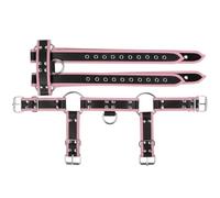 Men's Leather Harness Adjustable Shoulder Straps Male Half Harness Body Chest Belt Interest Buckles Costume Clubwear(Black-Pink)