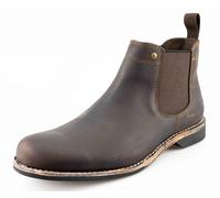 Men WOODLAND Brown Crazy Horse Leather Gusset Chelsea Boot Rubber Sole