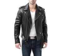 Men's Leather Jacket Casual Smart Winter Jacket Fashion Long Sleeve Notched Lapel Collar PU Zipped Motorcycle Coat Windproof Outdoor Cycling Warm Outerwear with Pocket S-4XL
