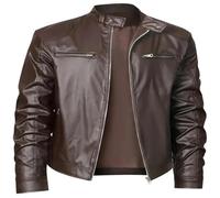 Mens Leather Jacket Clearance for Men PU Blazer Coat Today's Deals,Solid Lapel Long Sleeve Zipper Motorcycle Coat Outdoor Casual Sport Business Jackets Winter Warm Outwear with Pockets UK Size S-4XL