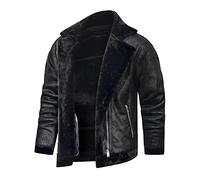 Men's Leather Jacket, Motorbike Jackets Brown Aviator Real Goat Skin Leather Shearling Style Vintage Bomber Flying Zip Up Mens Bomber Jackets Uk Jacket Men Work Jacket Outwear Pu Coat