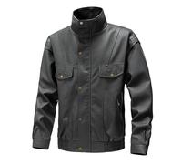 Mens Leather Jacket, Motorbike Jackets Brown Aviator Real Goat Skin Leather Shearling Style Vintage Bomber Flying Zip Up Bomber Jacket Men Leather Coat Men Varsity Jacket Men Outwear Pu Coat