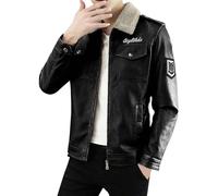 Mens Leather Jacket, Motorcycle Jacket Brown Aviator Real Goat Skin Leather Shearling Style Vintage Bomber Flying Zip Up Bomber Jacket Men Men's Jackets Work Jacket Outwear Pu Coat