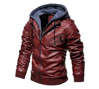 Mens Leather Jackets, Moto Jacket Brown Aviator Real Goat Skin Leather Shearling Style Vintage Bomber Flying Zip Up Bomber Jacket Mens Jackets for Men Uk Baseball Jacket Outwear Pu Coat