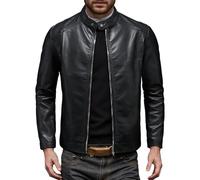 Mens Leather Jackets, Motorcycle Jackets Biker Cafe Racer Retro Vintage Motorcycle Brown Distressed Motorbike Bomber Jacket Men Leather Coat Men Baseball Jackets for Men Outwear Pu Coat