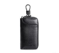 Men's Leather Key Pouch With Dual-Split Interior Architecture To Enhance Accessibility And Reduce Item Interference(Black)