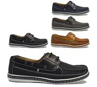 Mens Leather Lace Up Shoes - Loafers Moccasin | Lightweight & Comfortable - Ideal for Casual Walking, Boat Deck, Driving Shoes (Grey, UK Footwear Size System, Adult, Men, Numeric, Medium, 11)