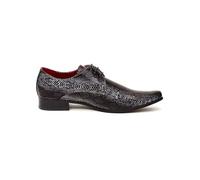 Mens Leather Lined Black Snake Print Lace Up Shoes Retro Pointy Winkle Pickers [BRENZONE-Black, UK/US 12 EU 46]