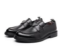 Mens Leather Loafers Casual Shoes Flat Lightweight Casual Moccasin Handmade Slip On Driving Business Shoes Leather Lined Dress Loafers Shoes,Black,8.5US/42EU