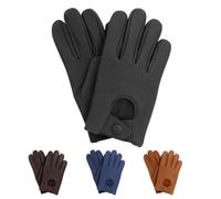 Mens Leather Mesh Driving Gloves, Genuine Soft Lambskin Black Gloves, Classic Vintage Old Fashioned English Snap Button Gloves, Chauffeur Bike Cycling Outdoor Gift Summer WInter Vented Gloves