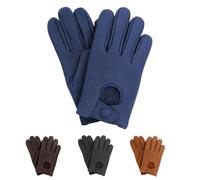 Mens Leather Mesh Driving Gloves, Genuine Soft Lambskin Black Gloves, Classic Vintage Old Fashioned English Snap Button Gloves, Chauffeur Bike Cycling Outdoor Gift Summer WInter Vented Gloves