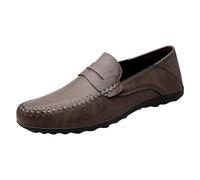 Men's Leather Moccasins, Casual Shoes, Office Shoes, Soft Boat Shoes, Comfortable Slip On Trainers, Dresses Shoes, Lightweight Soft Loafers, Handmade Flat Business Shoes, EU 39-EU 43, gray, 10 UK