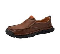 Men's Leather Moccasins Classic Comfort Casual Barefoot Shoes Lightweight Boat Shoes Running Sports Shoes Waterproof Trekking Shoes Hiking Shoes for Hiking, Driving, Travel, Outdoor, Z1 Brown, 10 UK