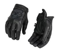 Men's Leather Motorcycle Glove w/Reflective Skull Design & Gel Palm (Large)