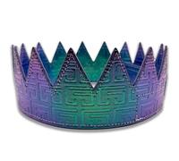 Men's Leather Party Crown - Adjustable Velcro Stellar Crown with Spikes - Iridescent Design for Gay Circuit Parties and Raves (Iridescent Rainbow)