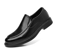 Mens Leather Penny Loafers Slip On Business Shoes Handmade Classic Round Toe Oxford Style Driving Office Wear(Black,4.5 UK)