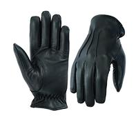 Men's Leather Police Classic Soft Genuine Real Driving Gloves Unlined Black (Black, Medium)