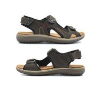 Mens Leather Sandals Boys Leather Sandals Lightweight Sandal Touch Fastening Sandal Real Suede Insole Triple Touch Fasten Straps Genuine Suede Insole Sizes 6-12 Brown 10 UK