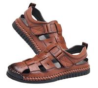 Men's Leather Sandals Closed Toe Fisherman Shoes Lightweight