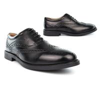 Mens Leather Shoes Boys Leather School Shoes Formal Shoes Wing Cap Brogues Black