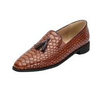 Men's Leather Shoes Casual Flat Crocodile Pattern Talles Decoration Derby Lace Ups 11 Brown