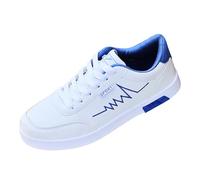 Mens Leather Shoes Printed Leather Casual Sneakers White Shoes Breathable Walking Running Jogging Sneakers Lightweight Flat Trainers Comfy Working Shoe Solid Colour Trainers Non Slip Shoe for Men UK