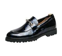 Men's leather shoes with thick sole, business shoes, comfortable, wedding shoes, elegant casual shoes, lightweight work shoes, formal slip-on shoes, everyday casual men's shoes, blue, 10 UK