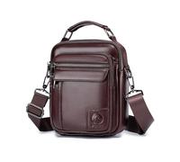 Men's Leather Sling Bag, Full Grain Genuine Leather Chest Bag Multi-Pocket Adjustable Strap, Vintage Large Capacity Crossbody Messenger Bag for Everyday Carry Work Travel Commute Casual Use