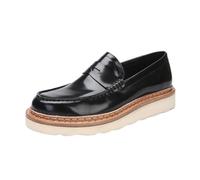 Mens Leather Slip On Loafers Casual Thick Sole Platform Shoes Top Layer Cowhide Retro Vintage Comfortable Flats Easy Wear for Daily Work and Office(10) Black